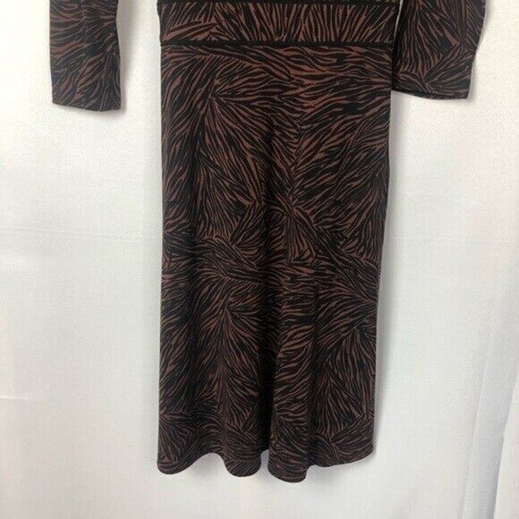 BCBGMaxAzria Brown Zebra Animal Print V-Neck Wrap Long Sleeve Dress SP - Picture 11 of 11
